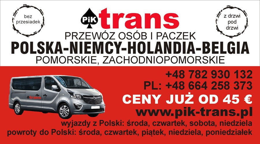  Przewóz osób i Paczek / Polska-Niemcy-Holandia-Belgia / COMFORT BUS
